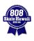 808 Skate. Ribbon Sticker. Blue/White. 3 5/8 in x 4 1/2 in.