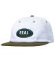 Real. Oval Strapback Hat. White/ Olive/ Navy.