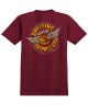 Spitfire. Flying Grimple T Shirt. Burgundy.